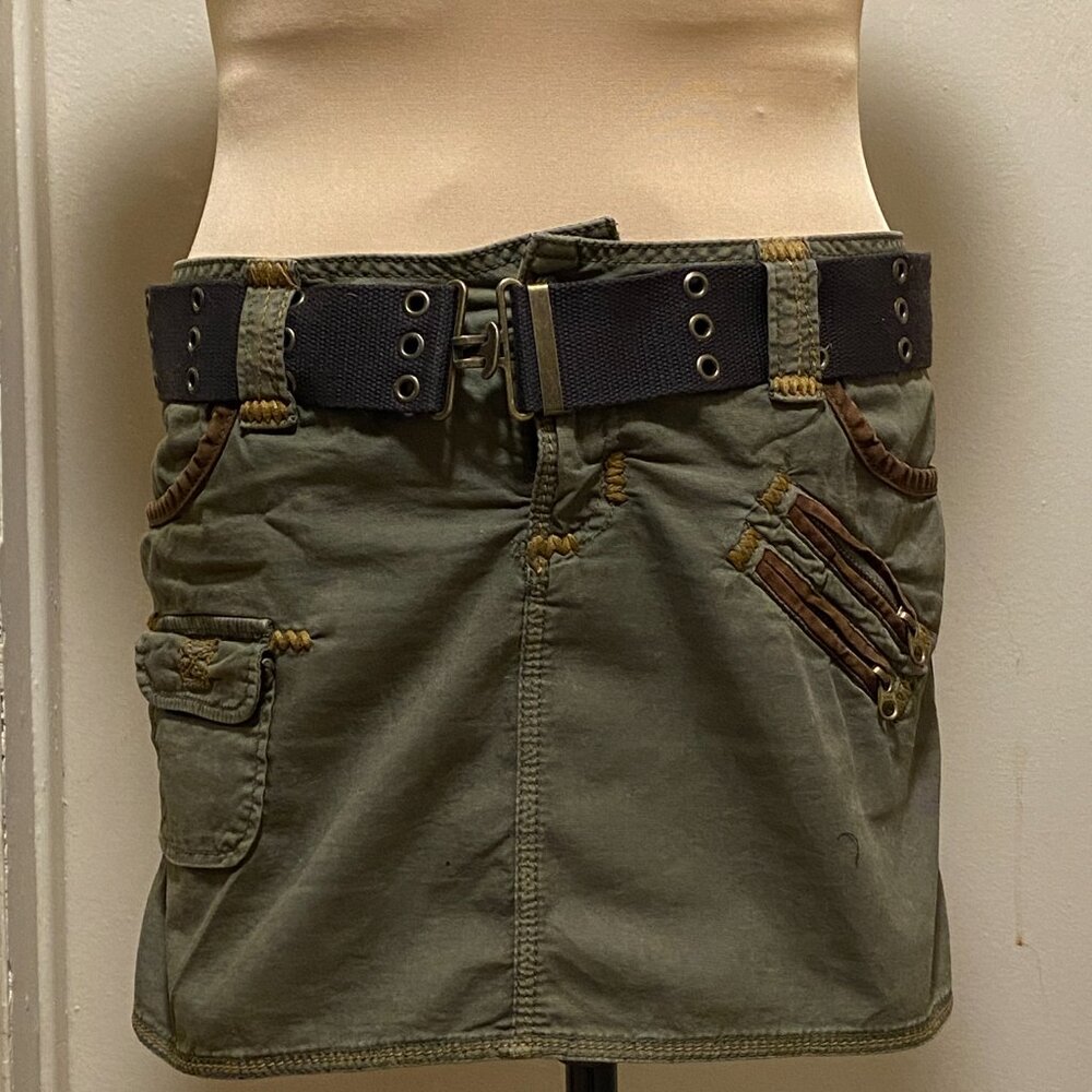 Guess Olive Green Cargo Grunge Miniskirt - Picture 3 of 12